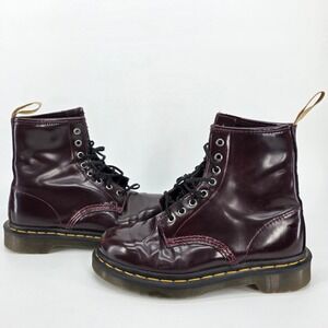 Dr. Martens Vegan 1460 Boots Burgundy Cherry Red Combat Lace Whimsigoth W 7 M 6